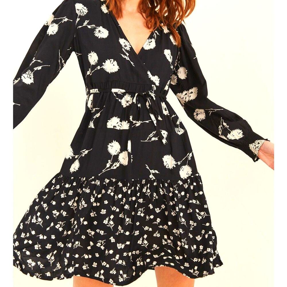 FAT FACE LEXI Poppy Meadow Dress Black/White USA Sz 4 NWT